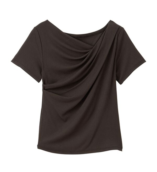 RANAN（ラナン）の「【新色追加】ひんやり上品ドレープリブTシャツ（カットソー）」｜詳細画像