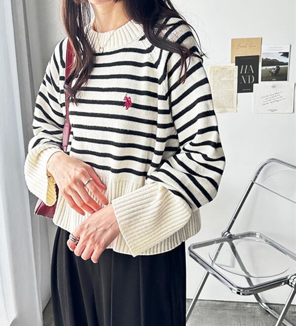 GeeRA（ジーラ）の「【ＵＳ．ＰＯＬＯ　ＡＳＳＮ】ショート丈ニット（ニット・セーター）」｜詳細画像