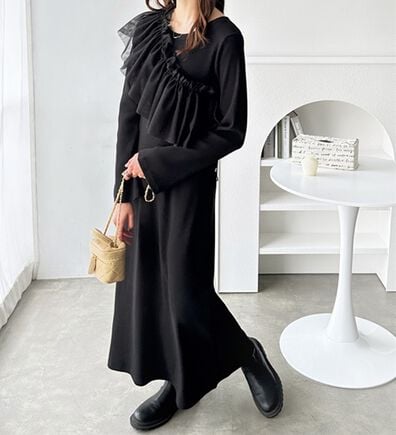 GeeRA（ジーラ）の「マルチフリルビスチェ＆リブワンピースセット（カットソーワンピース）」