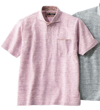 「＜コムルヴァン・オム＞リネンブレンド大人の杢調ポロ（メンズポロシャツ）」