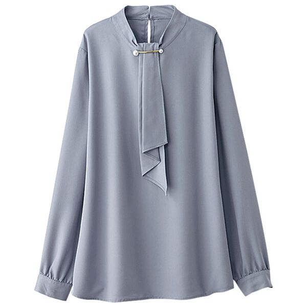 BELLUNA（ベルーナ）の「お手入れ簡単で嬉しいイージーケアブラウス（ボウタイ）（ブラウス）」｜サックス