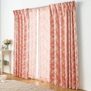 「簡単！素敵にコーディネートカーテンセット「エアリス」（ドレープカーテン）」｜エアリス　コーラル