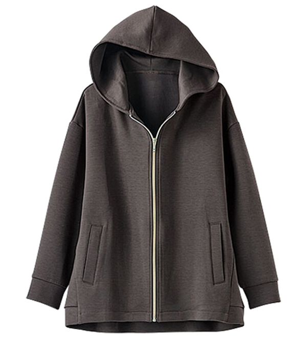 BELLUNA（ベルーナ）の「【快適Ｌａｂ．】とろみ素材裾タックパーカー（パーカー）」｜詳細画像