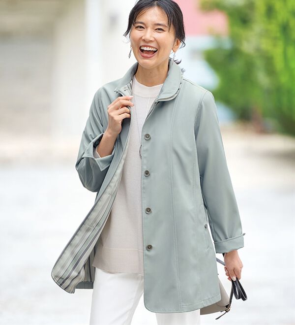 BELLUNA（ベルーナ）の「花粉対策！裏ストライプボンディングコート（ハーフコート）」｜詳細画像