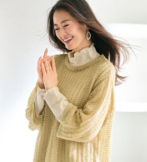 BELLUNA（ベルーナ）の「重ね着を楽しむラメ使い透かし編アンサンブル（アンサンブル）」｜詳細画像