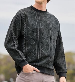 「ケーブル柄ジャカードトレーナー（メンズトレーナー）」｜詳細画像