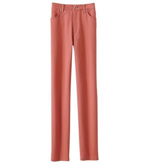 BELLUNA（ベルーナ）の「ヒンヤリ速乾！綿サテンストレッチカラーパンツ（フルレングスパンツ）」｜コーラルピンク