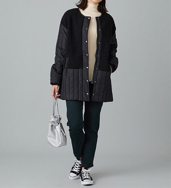 BELLUNA（ベルーナ）の「＜＆ｃｏｃｏｃｈｉ＞ハピネスコットン100％&times;吸湿発熱リブタートルニット（ニット・セーター）」｜詳細画像