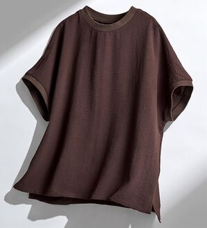 BELLUNA（ベルーナ）の「ビンテージ調素材リブ使いゆったりブラウス（ブラウス）」｜詳細画像