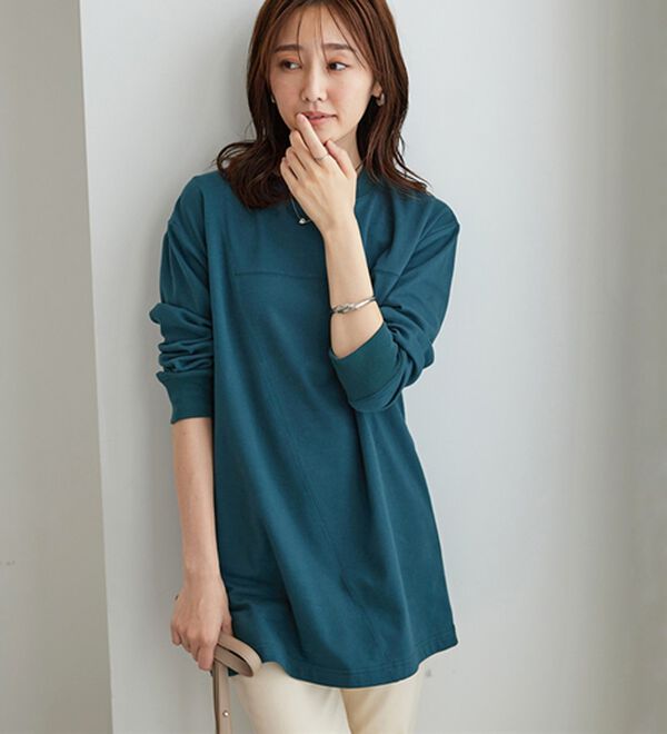 BELLUNA（ベルーナ）の「【快適Ｌａｂ．】ふんわりピーチ起毛切替チュニック（チュニック）」｜詳細画像