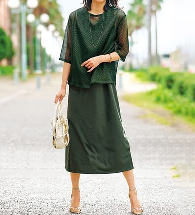 BELLUNA（ベルーナ）の「涼やかメッシュ&times;ワンピースアンサンブル（その他ワンピース）」