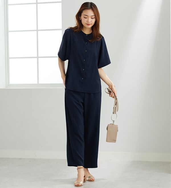 BELLUNA（ベルーナ）の「【快適Ｌａｂ．】お手入れ楽々ビンテージ調素材ワイドパンツ（ワイドパンツ・ガウチョ）」｜詳細画像