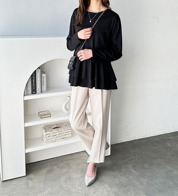 GeeRA（ジーラ）の「きれいめポンチペプラムティアードカットソー（カットソー）」｜詳細画像