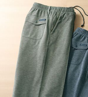 「紳士の為の爽やか鹿の子リラックスパンツ（メンズルームウェア）」｜モスグリーン