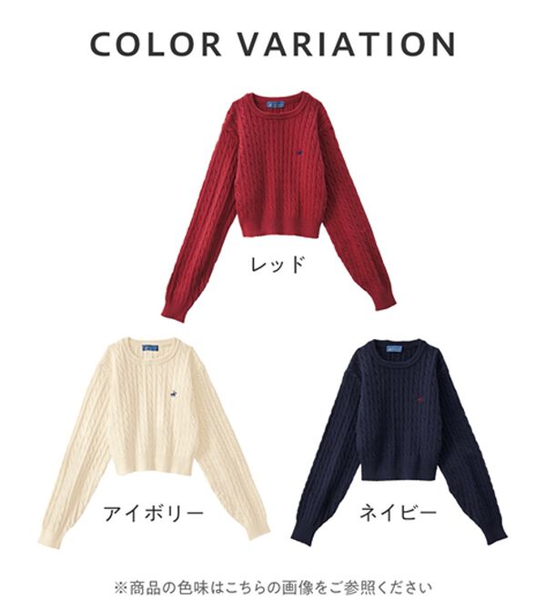 Viola e Viola（ヴィオラ エ ヴィオラ）の「【ビバリーヒルズポロクラブ】ケーブル柄ショートニット（ニット・セーター）」｜詳細画像