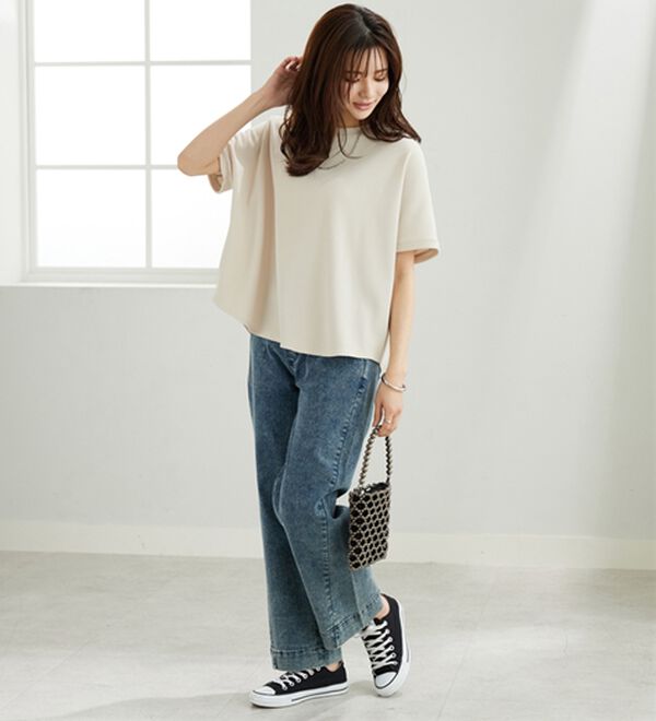 BELLUNA（ベルーナ）の「【快適Ｌａｂ．】ドライワッフル素材ドルマンプルオーバー（カットソー）」｜詳細画像