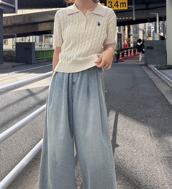 RANAN（ラナン）の「＜U.S.POLO ASSN.＞半袖ケーブルポロニット（シャツ）」｜詳細画像