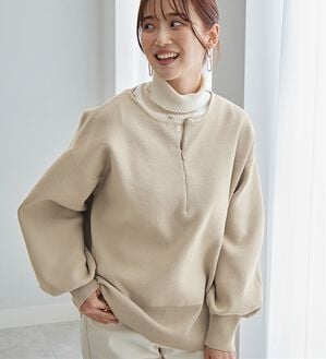 GeeRA（ジーラ）の「ハーフジップニットプルオーバー（ニット・セーター）」｜ベージュ