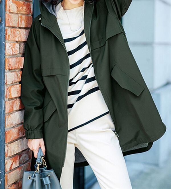 BELLUNA（ベルーナ）の「はっ水加工ボンディング素材ロング丈パーカー（ハーフコート）」｜詳細画像