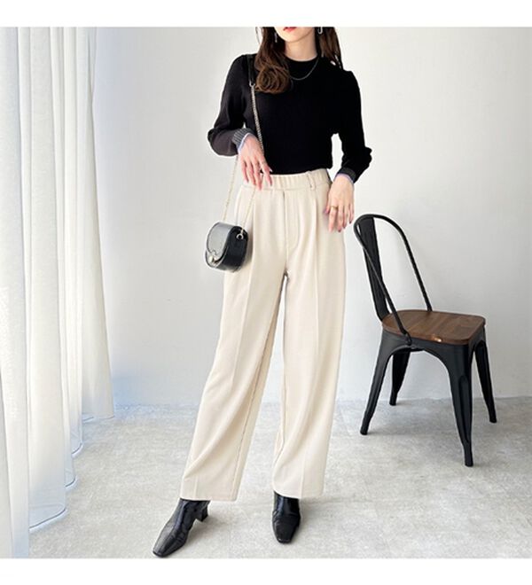 GeeRA（ジーラ）の「美脚魅せタックワイドスラックスパンツ（ワイドパンツ・ガウチョ）」｜詳細画像