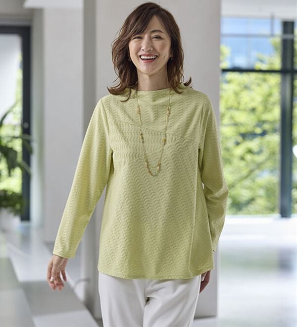 BELLUNA（ベルーナ）の「波柄ジャカード切替デザインプルオーバー（カットソー）」｜詳細画像