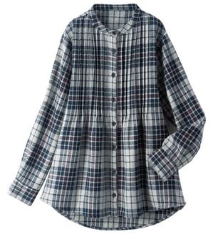 ルフラン（ルフラン）の「日本製　尾州ウール混ピンタックブラウス（ブラウス）」｜モノトーン系