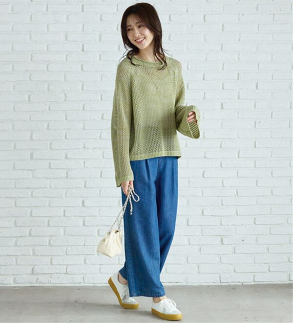 BELLUNA（ベルーナ）の「スパンコール付透かし編みニットプルオーバー（ニット・セーター）」｜詳細画像