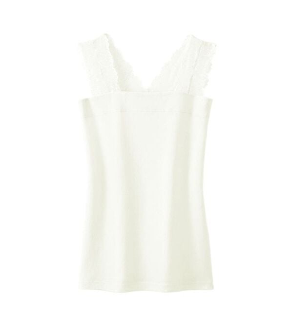 LAVIENNE（ラヴィエンヌ）の「【吸汗速乾】綿１００％前後２ｗａｙレース汗取りタンクトップインナー（肌着・インナーウェア）」｜詳細画像