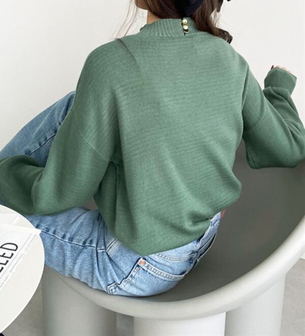 GeeRA（ジーラ）の「ボタン付モチモチニットトップス（ニット・セーター）」｜詳細画像