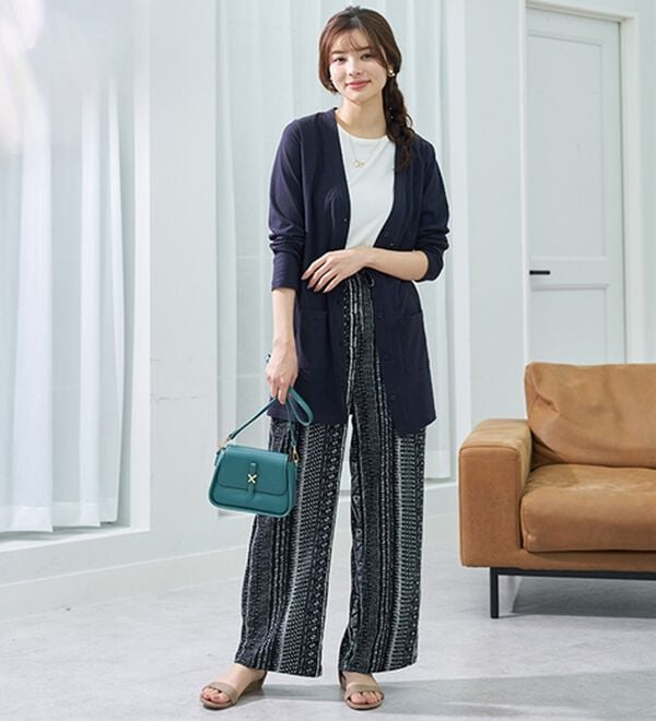 BELLUNA（ベルーナ）の「楊柳サラサラ素材プリントイージーパンツ（フルレングスパンツ）」｜詳細画像