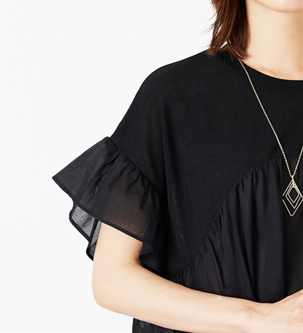 BELLUNA（ベルーナ）の「【Ｌａｇｒｉｌｕａ】異素材使いギャザーチュニック（カットソー）」｜詳細画像
