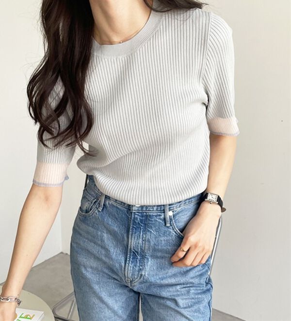 GeeRA（ジーラ）の「『ドラマ着用商品』 袖口シアーリブニット（ニット・セーター）」｜詳細画像