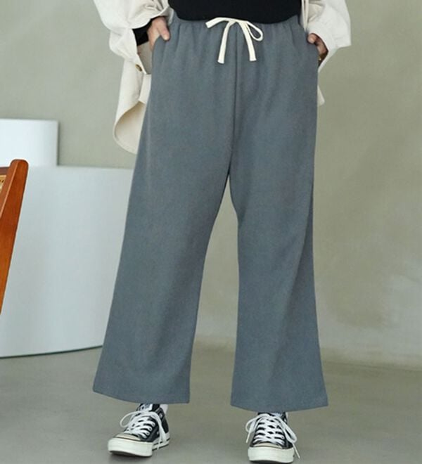 A HAPPY MARILYN（アハッピーマリリン）の「【選べる丈】裏フリースで家でも外でもあったか ふっくら コーデュロイ イージー ワイドパンツ（ワイドパンツ・ガウチョ）」｜詳細画像