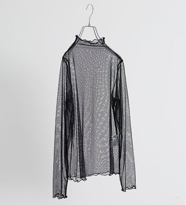 BELLUNA（ベルーナ）の「【低身長さん向け】ドット柄チュールインナー（カットソー）」｜詳細画像