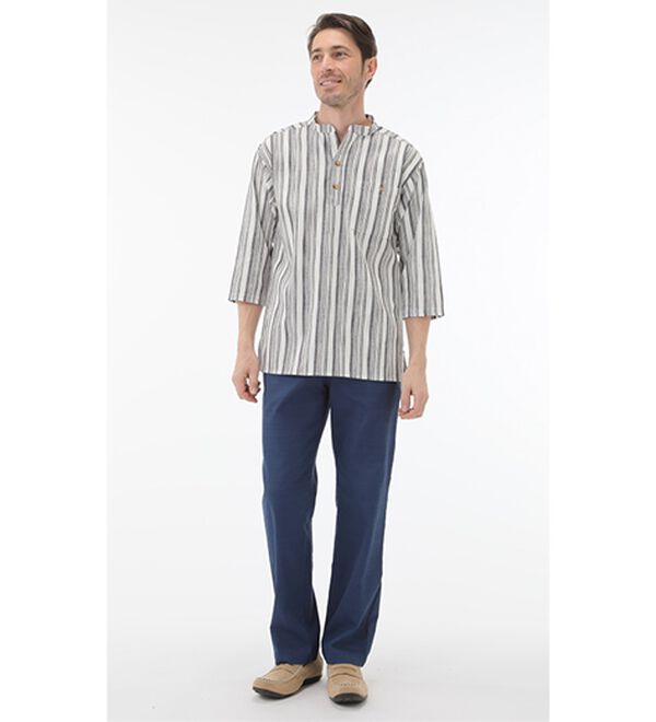 「ざっくり木綿のゆったりリラックスシャツ（メンズシャツ）」｜詳細画像