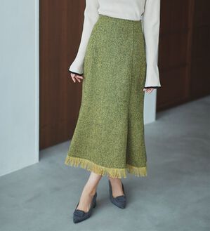 RANAN（ラナン）の「フリンジツイードマーメイドスカート（ロングスカート）」｜イエロー系