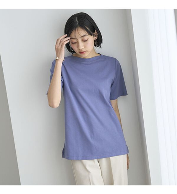 BELLUNA（ベルーナ）の「艶やか綿１００％シンプルプルオーバー（カットソー）」｜詳細画像