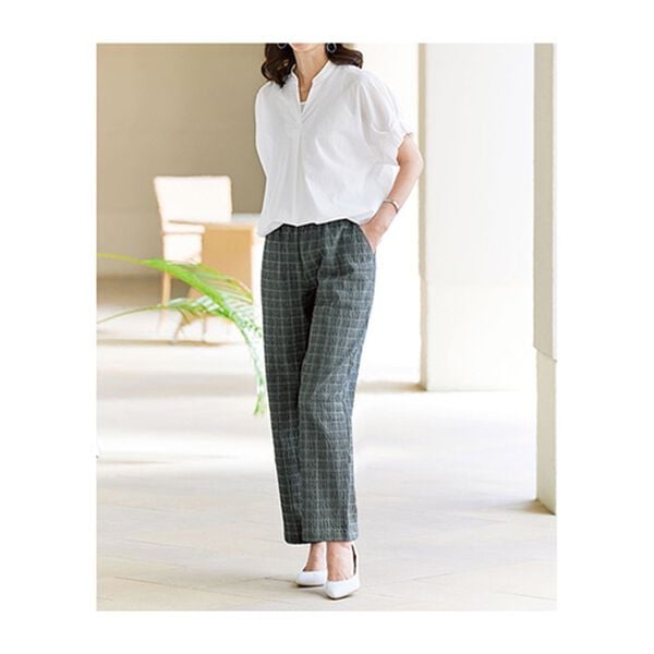 BELLUNA（ベルーナ）の「サッカー素材ゆったりシェフパンツ（ワイドパンツ・ガウチョ）」｜詳細画像