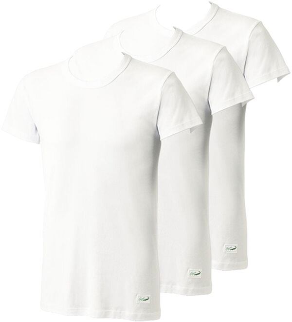 「【３枚組】＜クロコダイル＞夏用さらっと着心地の綿１００％インナー（メンズ肌着・インナーウェア）」｜ホワイト3枚組 半袖丸首