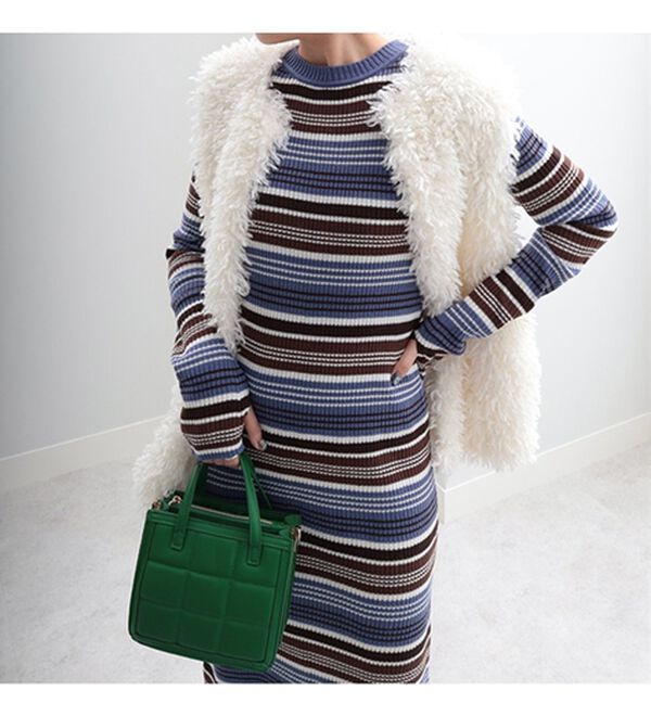 マルチカラーボーダーニットワンピース - ベルーナ【公式】 