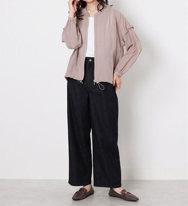 BELLUNA（ベルーナ）の「麻調素材リブ使いシアーブルゾンジャケット（ブルゾン）」｜詳細画像