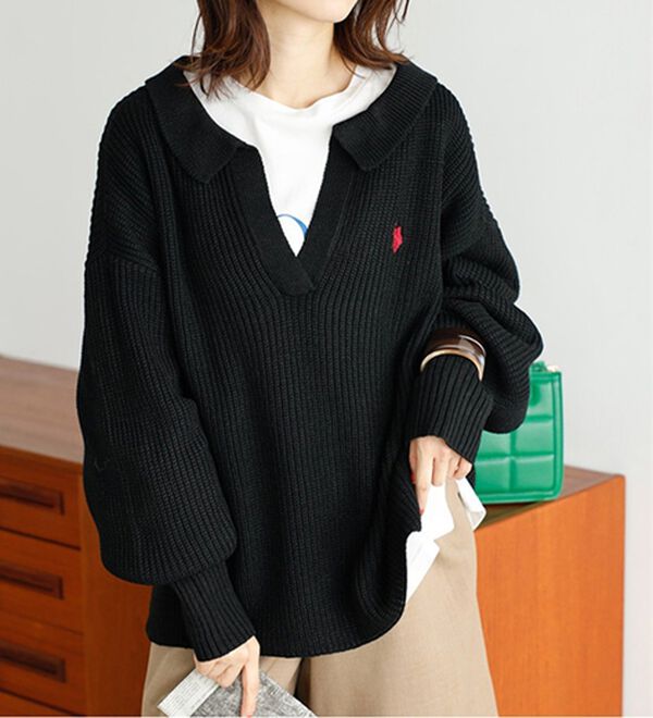 GeeRA（ジーラ）の「【ＵＳ．ＰＯＬＯ　ＡＳＳＮ】ポロデザインニット（ニット・セーター）」｜詳細画像