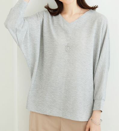 BELLUNA（ベルーナ）の「【2点セット】ネックレス付ラメ調ドルマンプルオーバー（カットソー）」