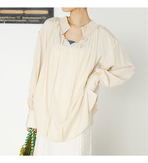 GeeRA（ジーラ）の「リボン付スキッパーブラウス（ブラウス）」｜詳細画像