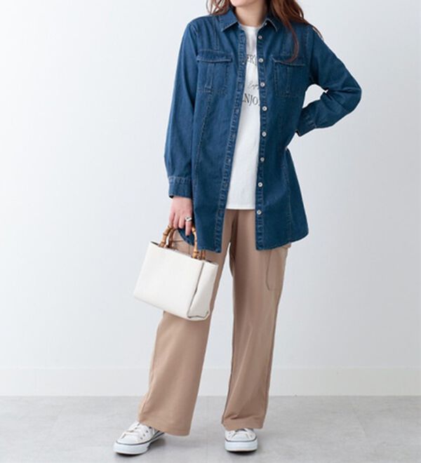 BELLUNA（ベルーナ）の「ポケットデザインデニムシャツチュニック（チュニック）」｜詳細画像