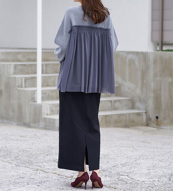 RANAN（ラナン）の「洗える！ビスチェ風チュールドッキングニット＜ムースタッチライト＞（ニット・セーター）」｜詳細画像