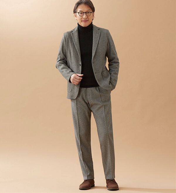 「ツイード調ストレッチセットアップ（ビジネススーツ）」｜詳細画像