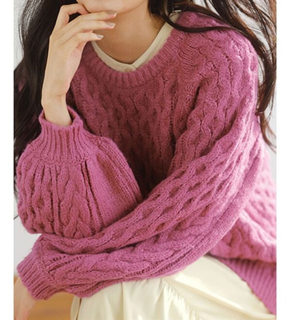 ピンクニットプルオーバー フェードカラーニットプルオーバー（ニット／セーター