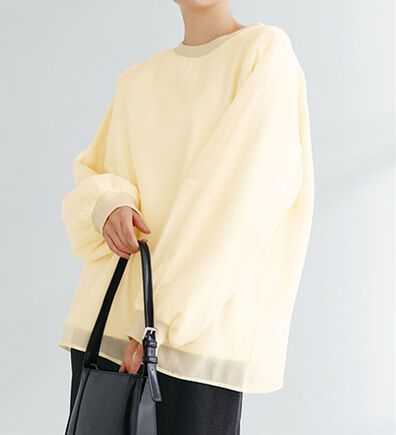 RANAN（ラナン）の「裏起毛シアー素材レイヤードスウェット（カットソー）」