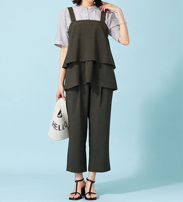 BELLUNA（ベルーナ）の「サラリ麻調素材ビスチェセットアップ（セットアップ）」｜詳細画像